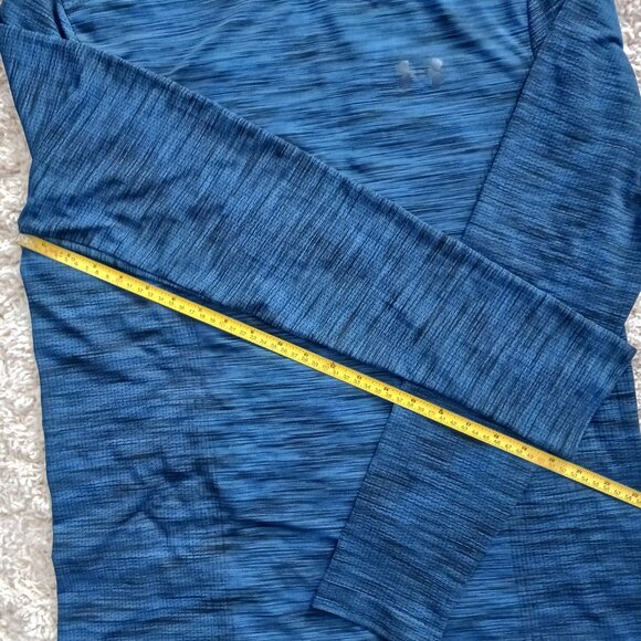 Under Armour Mens Pullover Long Sleeve Running Shirt Fitted Blue Black Size Lg - Picture 9 of 9
